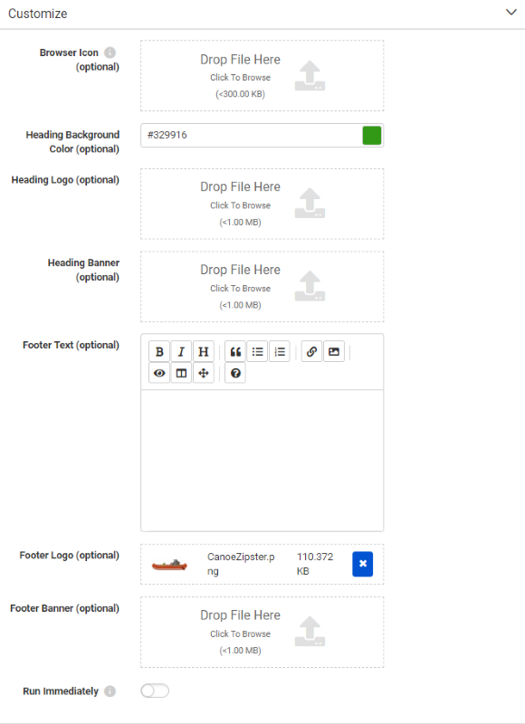Server App Customize section